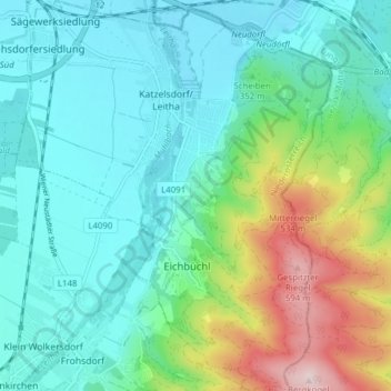 Katzelsdorf topographic map, elevation, terrain