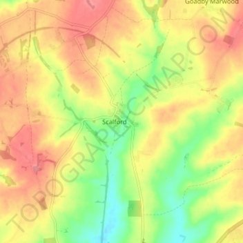 Scalford topographic map, elevation, terrain