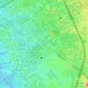 Greenhills topographic map, elevation, terrain