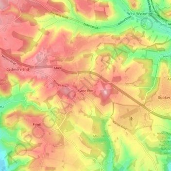 Lane End topographic map, elevation, terrain