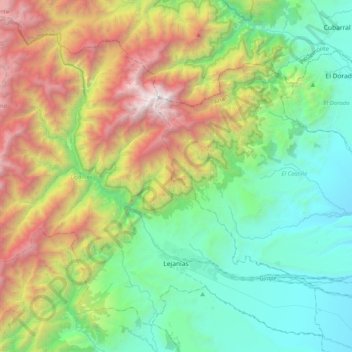 Lejanías topographic map, elevation, terrain