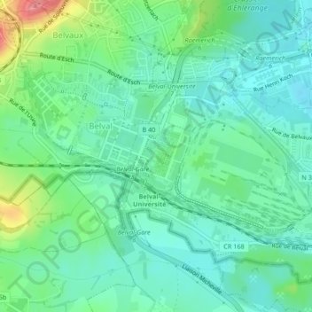 University topographic map, elevation, terrain