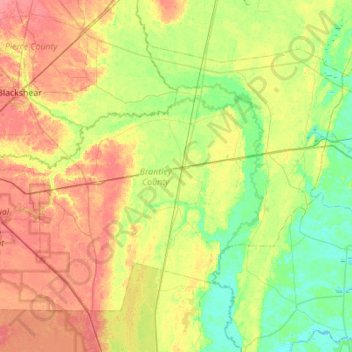 Brantley County topographic map, elevation, terrain