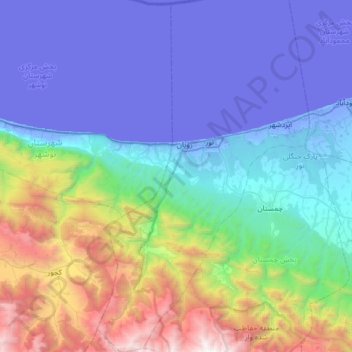 دهستان میان بند topographic map, elevation, terrain