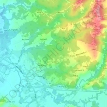 Ravno Rašće topographic map, elevation, terrain