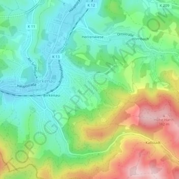 Grambach topographic map, elevation, terrain