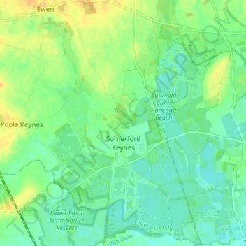 Somerford Keynes topographic map, elevation, terrain