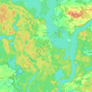 Siemiany topographic map, elevation, terrain