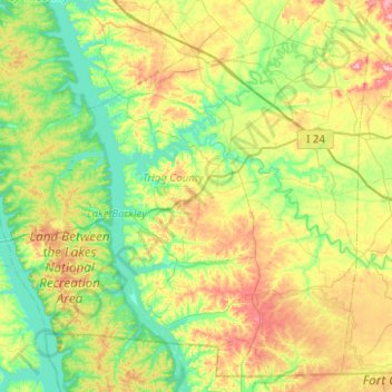 Trigg County topographic map, elevation, terrain