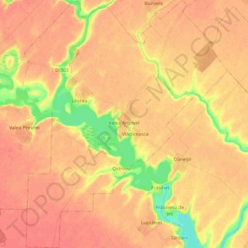 Valea Argovei topographic map, elevation, terrain