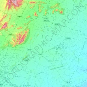 Melur topographic map, elevation, terrain