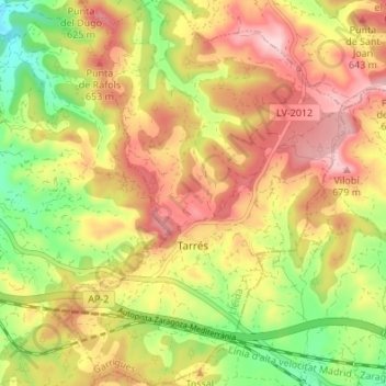 Tarrés topographic map, elevation, terrain