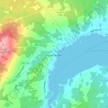 Lyons Brook topographic map, elevation, terrain