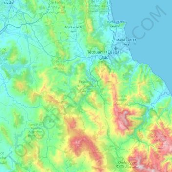 Tetouan Province topographic map, elevation, terrain