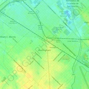 Hurlingham topographic map, elevation, terrain