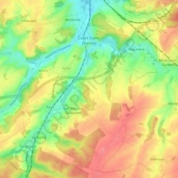 Court-Saint-Étienne topographic map, elevation, terrain