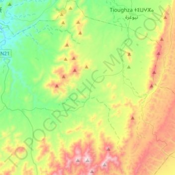 Tnine Amellou topographic map, elevation, terrain