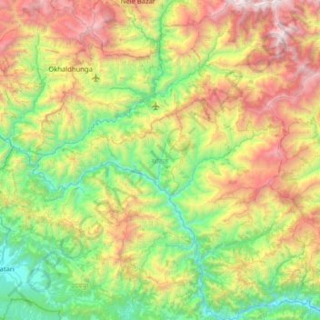 Khotang topographic map, elevation, terrain