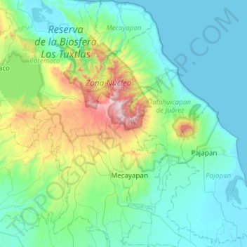 Mecayapan topographic map, elevation, terrain