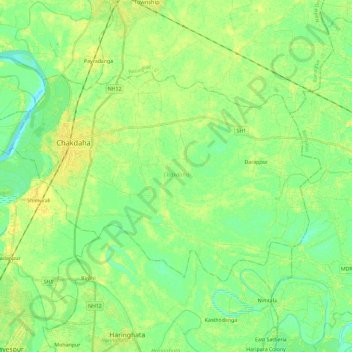 Chakdaha topographic map, elevation, terrain