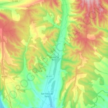 Garrafe de Torío topographic map, elevation, terrain