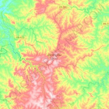 Wenceslau Braz topographic map, elevation, terrain