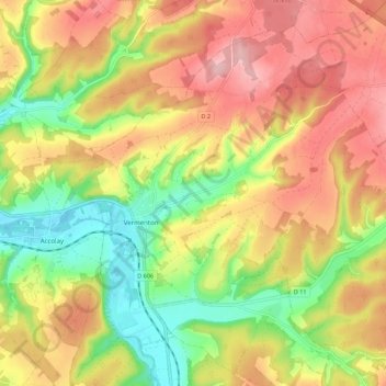 Vermenton topographic map, elevation, terrain