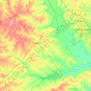 Burleson County topographic map, elevation, terrain