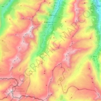 Rhêmes-Notre-Dame topographic map, elevation, terrain