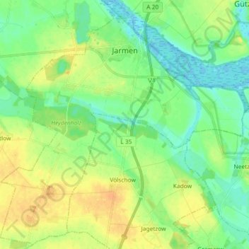 Jarmen topographic map, elevation, terrain