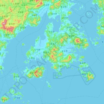 Goheung-gun topographic map, elevation, terrain