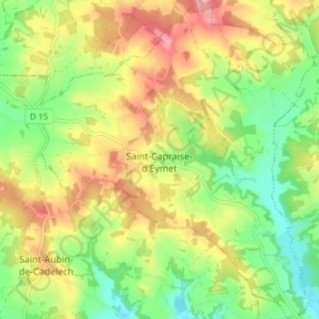 Saint-Capraise-d'Eymet topographic map, elevation, terrain