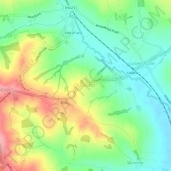 Turnditch CP topographic map, elevation, terrain