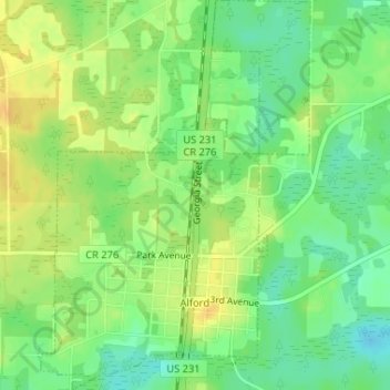 Alford topographic map, elevation, terrain