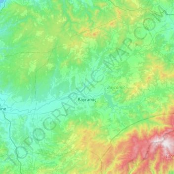 Bayramiç topographic map, elevation, terrain