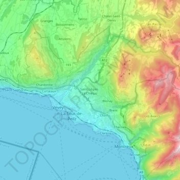 Veveyse topographic map, elevation, terrain