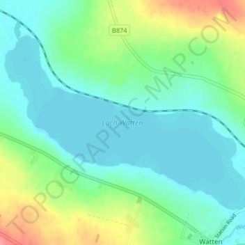 Loch Watten topographic map, elevation, terrain