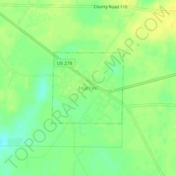 Harrell topographic map, elevation, terrain