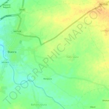 Biaora topographic map, elevation, terrain