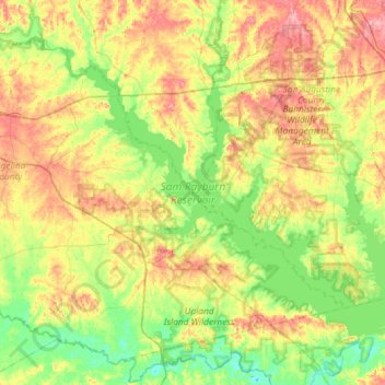 Sam Rayburn Reservoir topographic - Thumbnail