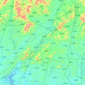 Bobai County topographic map, elevation, terrain