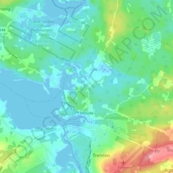 Hillside topographic map, elevation, terrain