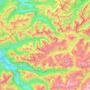 Lechquellengebirge topographic map, elevation, terrain