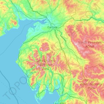 Cumbria topographic map, elevation, terrain
