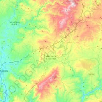 Macedo de Cavaleiros topographic map, elevation, terrain