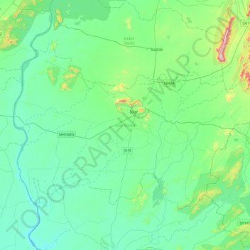 Idar Taluka topographic map, elevation, terrain