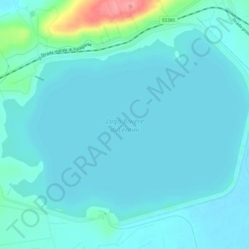 Lago Biviere di Lentini topographic map, elevation, terrain