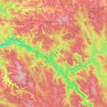 Sawyers Valley topographic map, elevation, terrain