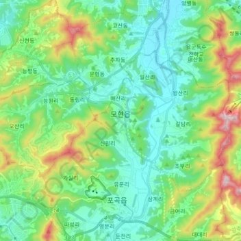 Mohyeon topographic map, elevation, terrain