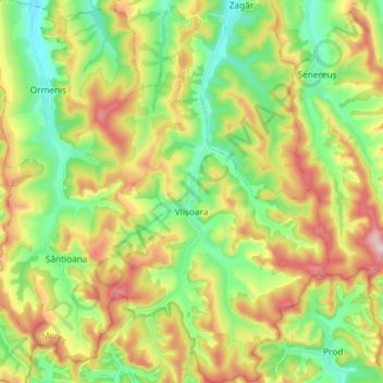 Viișoara topographic map, elevation, terrain